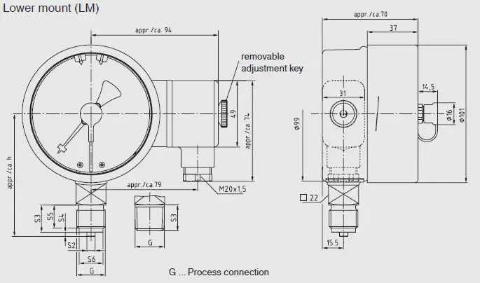 Analog pressure gauge PGS21.1x0 KRIJON ltd product image 5