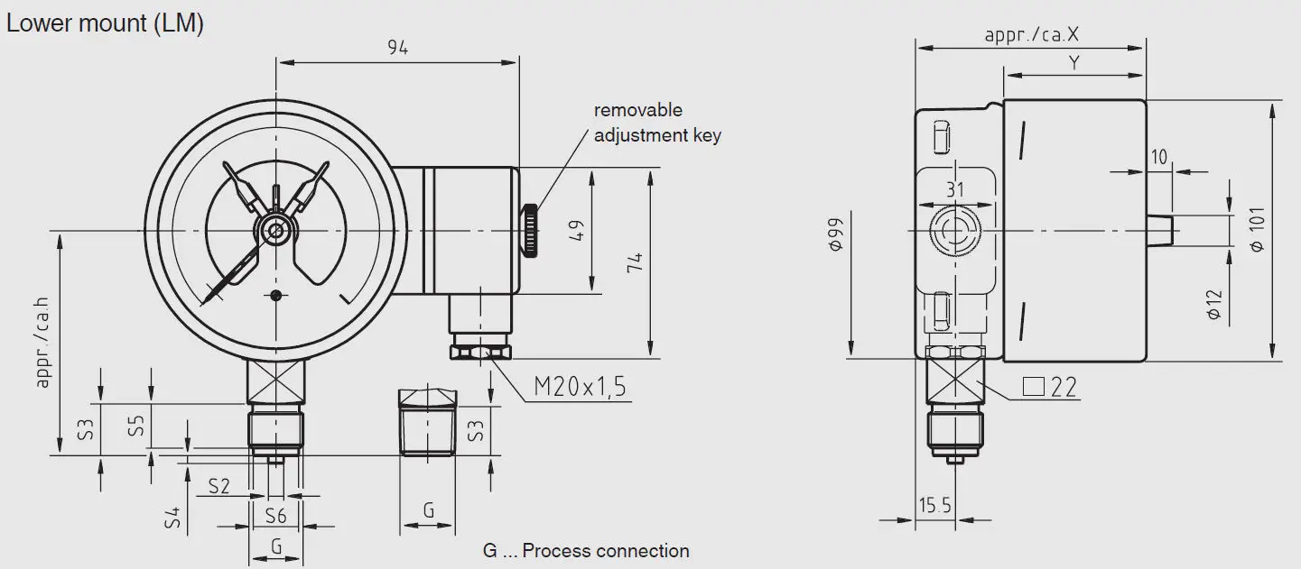 Analog pressure gauge PGS21.1x0 KRIJON ltd product image 1