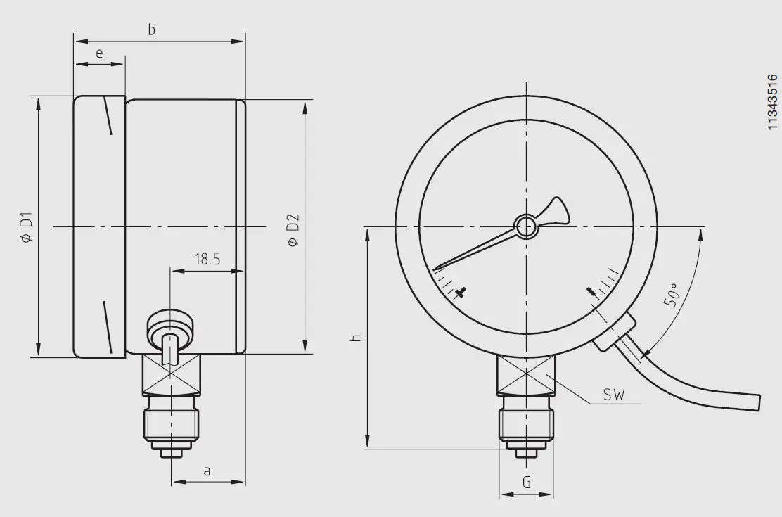 Analog pressure gauge PGT23.063 KRIJON ltd product image 2