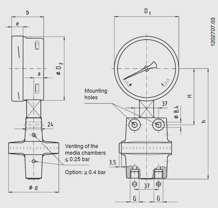 Differential pressure gauge 732.51 KRIJON ltd product image 3